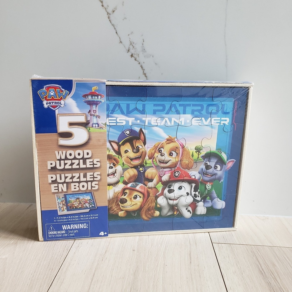 Paw Patrol Wood Puzzle 5-piece Jigsaw Chase Marshall Skye Set Storage Tray Gift